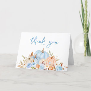 Fall Blue Pumpkin Baby Shower  Thank You Card