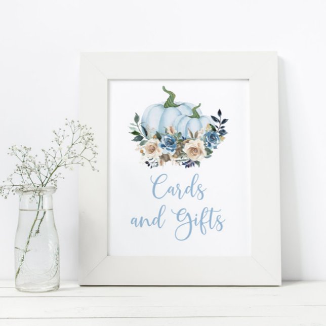 Fall Blue Pumpkin Boy Shower Cards and Gifts Poster (Creator Uploaded)