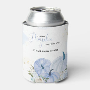 Fall Blue Pumpkin  Floral Boy  Baby shower  Can Cooler