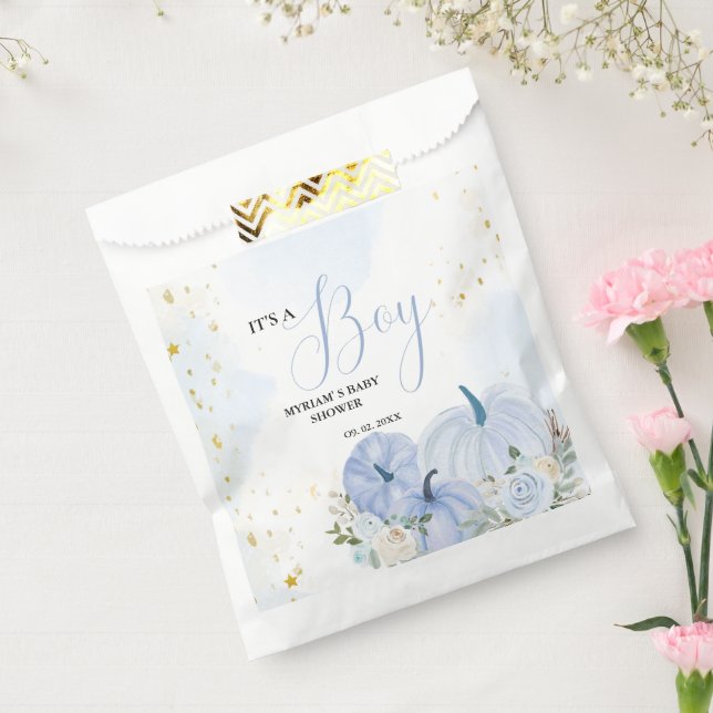 Fall Blue Pumpkin  Floral Boy  Baby shower  Favour Bags (Sealed)