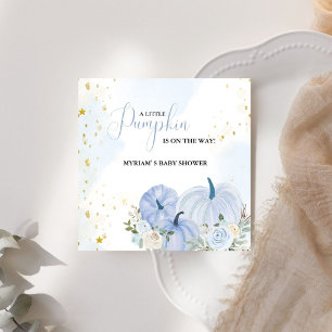 Fall Blue Pumpkin Floral Boy Baby shower Napkin