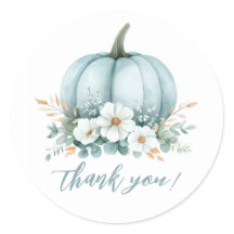 Fall Blue Pumpkin Floral Eucalyptus Baby Shower
