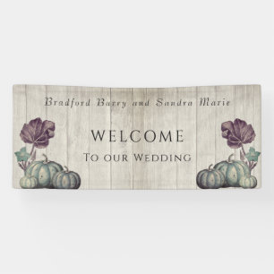 Fall Blue Pumpkin Rustic Wedding  Barn Wood   Banner