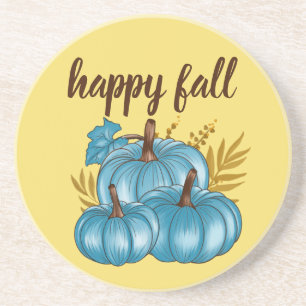 Fall Blue Pumpkins Autumn Coaster