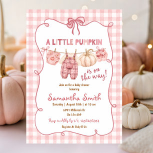 Fall Blush Pink Pumpkin baby shower invitation