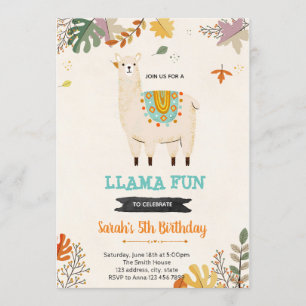 Fall bohemian llama party invitation
