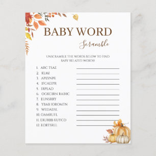 Fall Boho Baby Shower Word Scramble Game