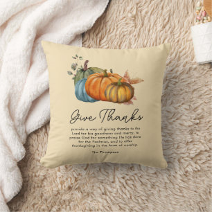 Fall Boho Beige Autumn Pumpkin ThanksGiving Cushion
