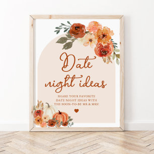 Fall Boho Burnt Orange Pumpkin Date Night Ideas Poster