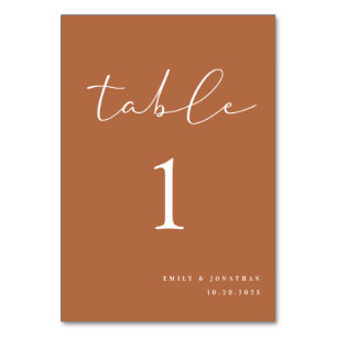 Fall Boho Burnt Orange Wedding Table Number