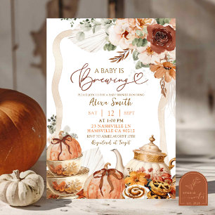 Fall Boho Coquette Pumpkin Tea Party Baby Shower  Invitation