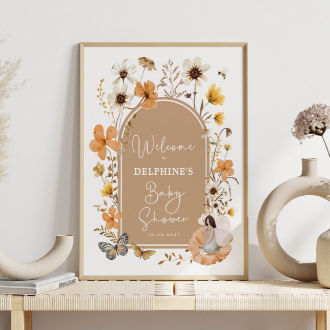 Fall Boho Fairy Wildflower Baby Shower Welcome Poster (Creator Uploaded)