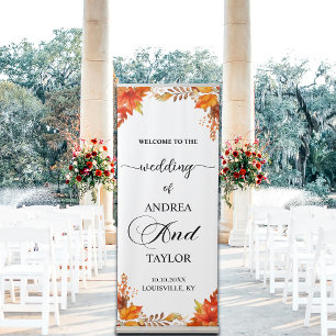 Fall Boho Floral Elegant 'Welcome to our Wedding' Retractable Banner