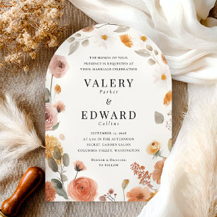 Fall Boho Floral Wedding Invitation