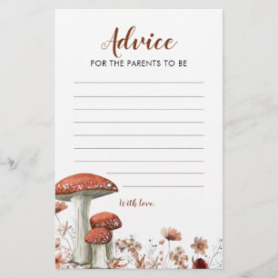 Fall Boho Mushroom Floral Baby Shower Advice Card