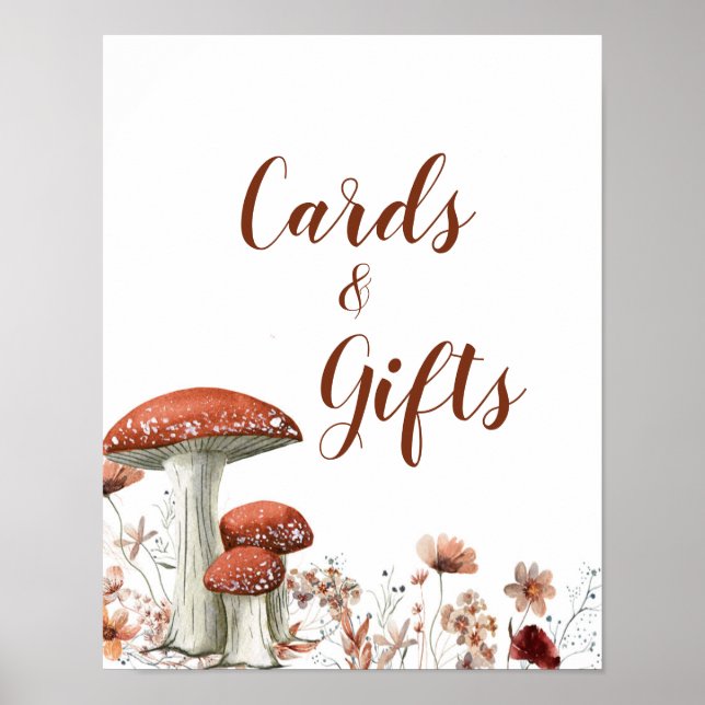 Fall Boho Mushroom Floral Cards & Gifts Poster (Front)