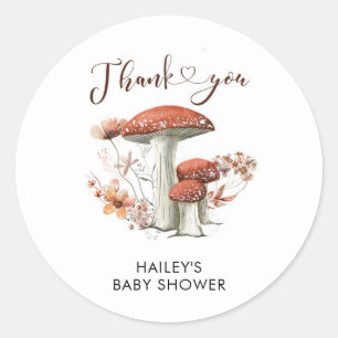 Fall Boho Mushroom Floral Thank You Sticker