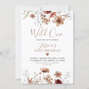 Fall Boho Our Little Wild One Is Turning One Invit Invitation