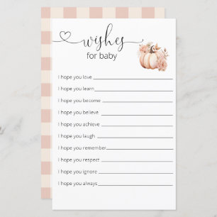 Fall Boho Pumpkin Baby Shower Wishes For Baby