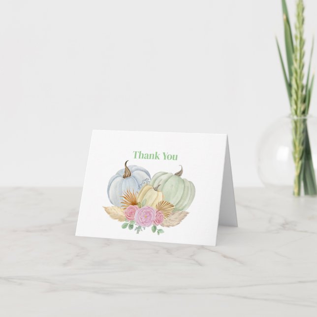 Fall Boho Pumpkin Thank You Card (Front)