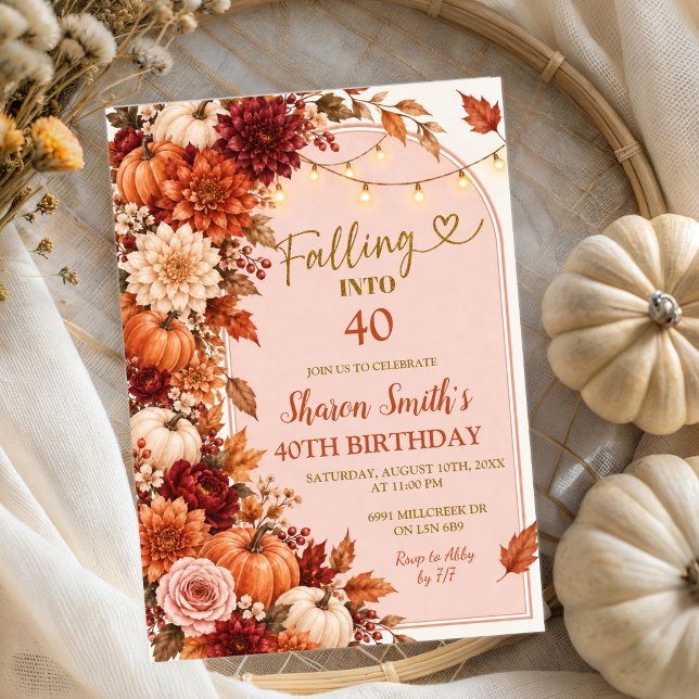 Fall Boho Rustic Falling into any age birthday Invitation (Creator Uploaded)