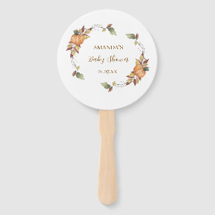 Fall boho Rustic Pumpkin Baby Shower Hand Fan