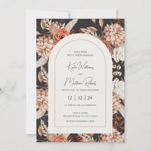 Fall Boho Rustic Wedding Invitation (Front)