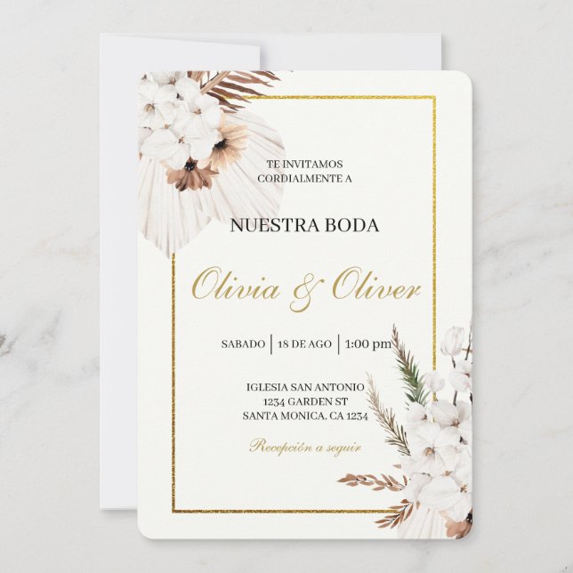 Fall boho spanish wedding  invitation (Front)