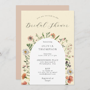 Fall Boho Spring Wildflower Arch Bridal Shower Invitation
