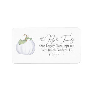 Fall Boho White Pumpkin Watercolor Label