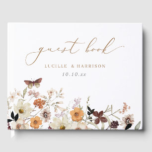 Fall Boho Wild Flowers Wedding  Guest Book
