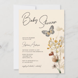 Fall Boho Wildflower Baby Shower  Invitation