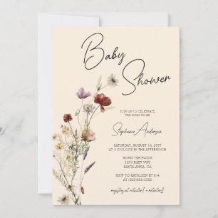 Fall Boho Wildflower Baby Shower  Invitation