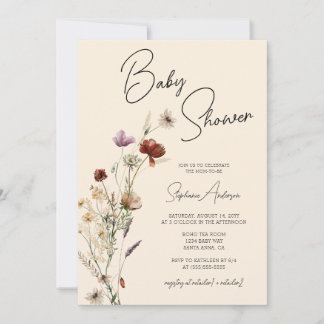 Fall Boho Wildflower Baby Shower  Invitation