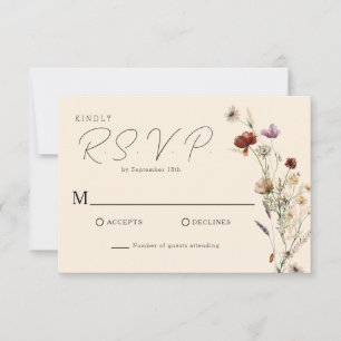 Fall Boho Wildflower Wedding RSVP Card