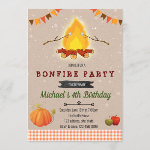 Fall bonfire party invitation