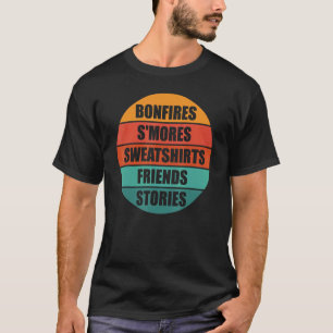 Fall Bonfires Smores Friends Stories Retro Sunset  T-Shirt