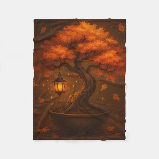 Fall Bonsai Tree Blanket – Rustic Seasonal Decor (Front)