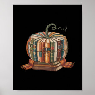 Fall Book Pumpkin Halloween Teacher Librarian Than Poster
