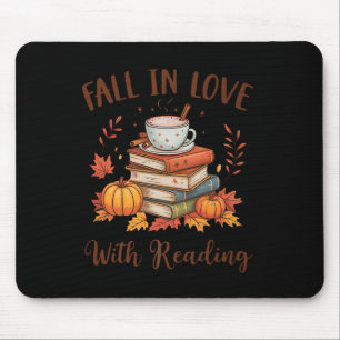 Fall Books & Pumpkin Reading Aesthetic Autumn Mouse Mat