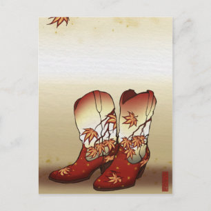 Fall Boots with Maple Leaf Motif Postcard