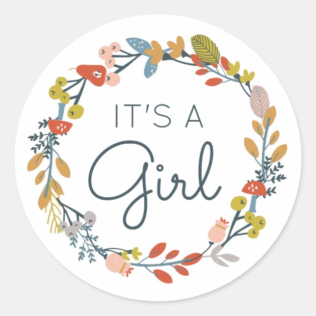 Fall Botanical Baby Shower Classic Round Sticker (Front)