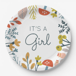 Fall Botanical Baby Shower Paper Plate