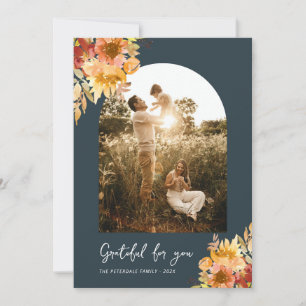 Fall botanical floral thanksgiving card