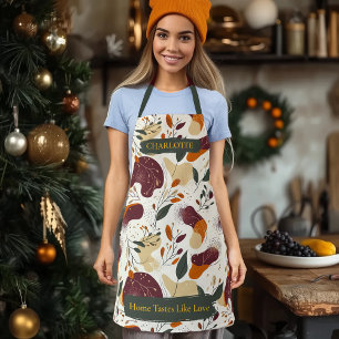 Fall Botanical Pattern Apron with Custom Name