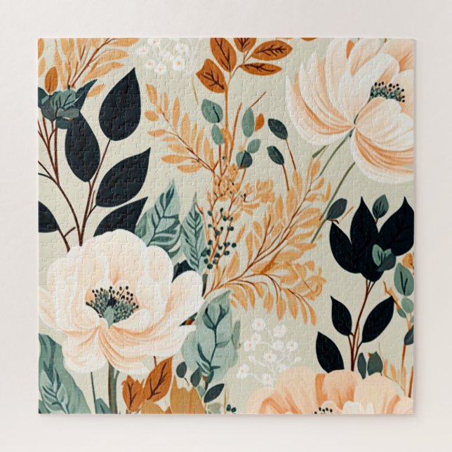Fall Botanical Seamless Floral Pattern  Jigsaw Puzzle (Vertical)