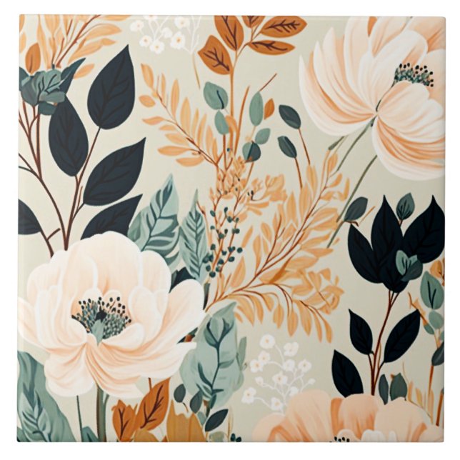Fall Botanical Seamless Floral Pattern  Tile (Front)