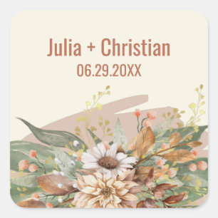 Fall Botanical Wedding Sticker (Rust)