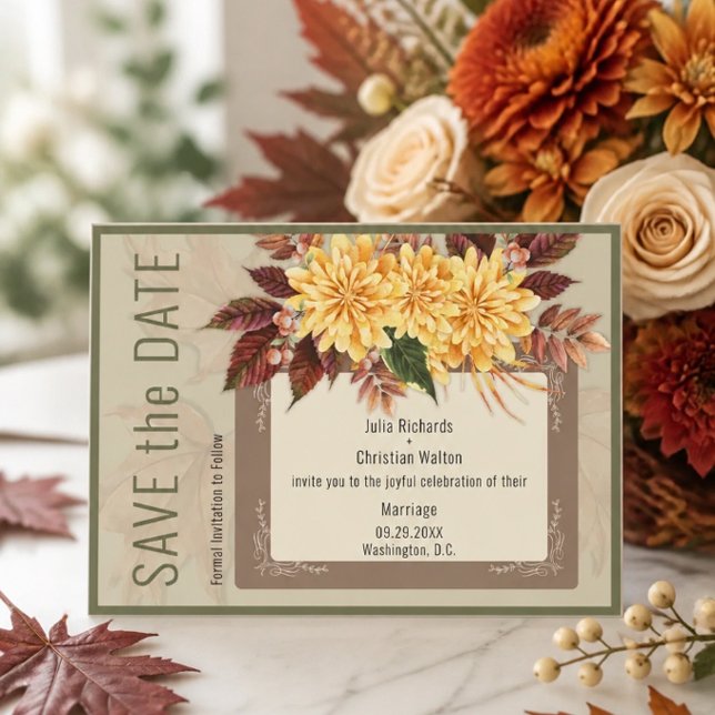 Fall Botanical Wedding Suite Save the Date Card (Creator Uploaded)