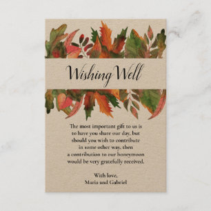 Fall Botanical Wishing Well rustic kraft wedding Enclosure Card
